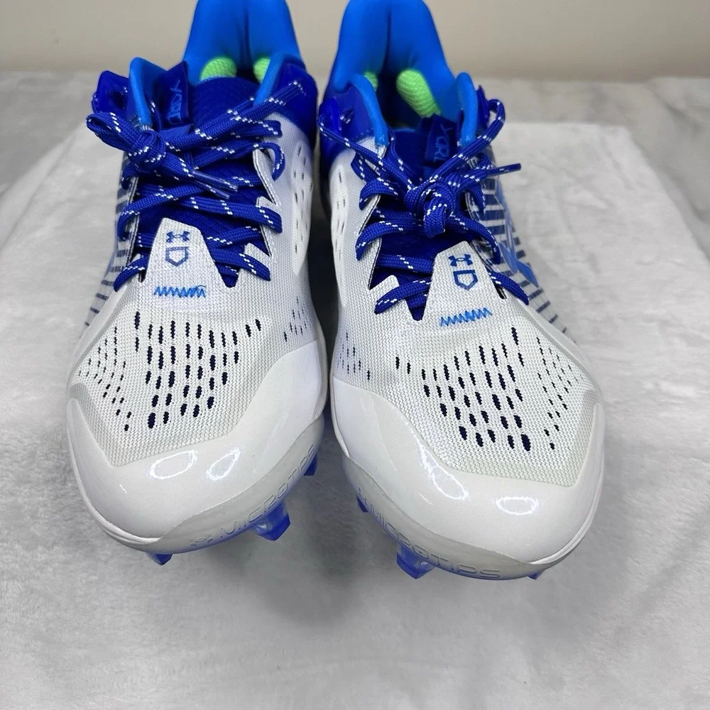 Under Armour Yard Low MT TPU Men‎ Size 13 Baseball Cleats White Blue 3025591-400